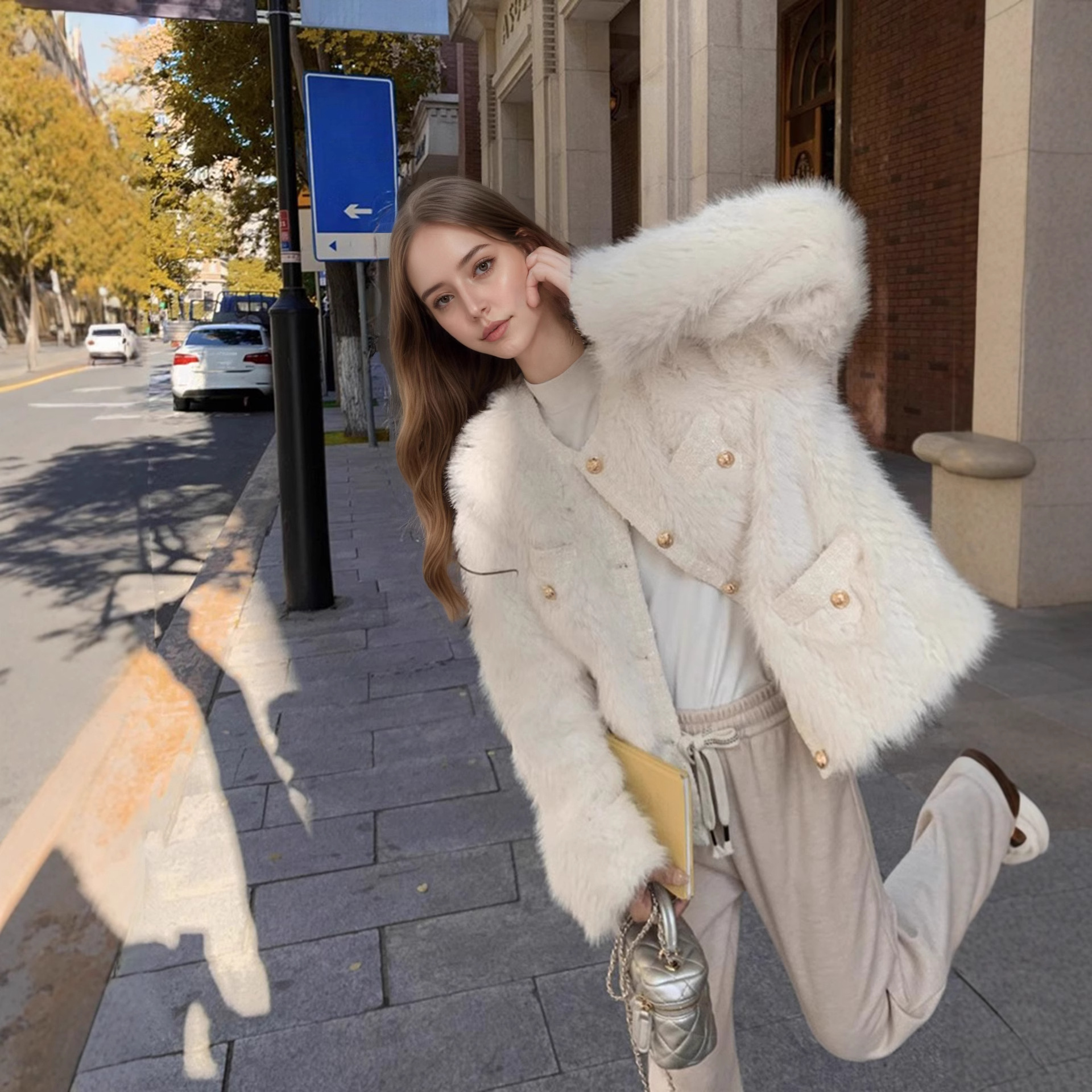 European and American Cross-Border Foreign Trade Popular Imitation Fox Fur Fur Coat Women's New Thickened Age-Reducing Coat