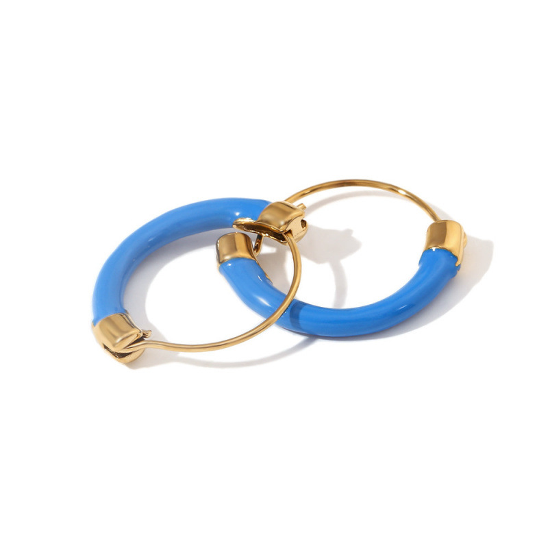 행잉 바스켓 오일 드롭 시리즈 귀걸이-골드-블루