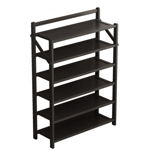 Installation-free simple shoe rack, black simple folding shoe cabinet for rent, multi-layer space-saving, dust-proof storage, easy to use
