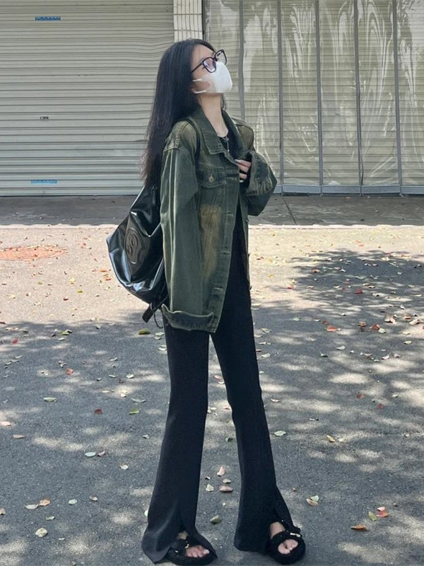 美式复古牛仔外套女春秋2025年秋季新款宽松设计慵懒休闲夹克上衣|undefined