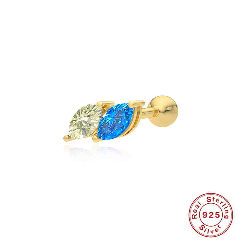 Daily Occasion 925 Sterling Silver Material 1 Piece 925 Sterling Silver Zircon Water Droplets Ear Studs