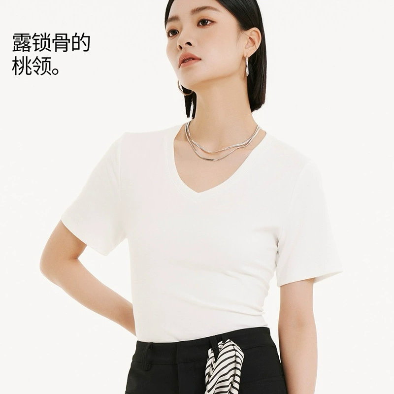 Женская футболка с коротким рукавом 2791V, хлопок, свободный крой, Meina Shudan, новая коллекция весна-лето 2025, подходит для ношения в слои или как однотонная.
