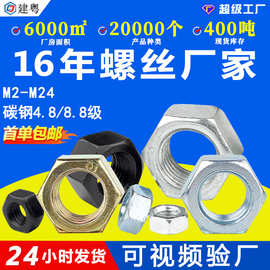 铁镀锌六角螺母高强度蓝白锌六角螺丝帽黑色碳钢镀镍六角螺母M3M4