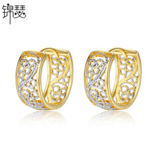 锦瑟 18K金双色耳扣 铜镶AAA锆石欧美时尚气质金属女款耳环礼物