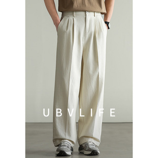 [Business Leisure Series] Texture Dagging Wide Leg Pants Men's 2025 Spring New Commuting White Pants Men