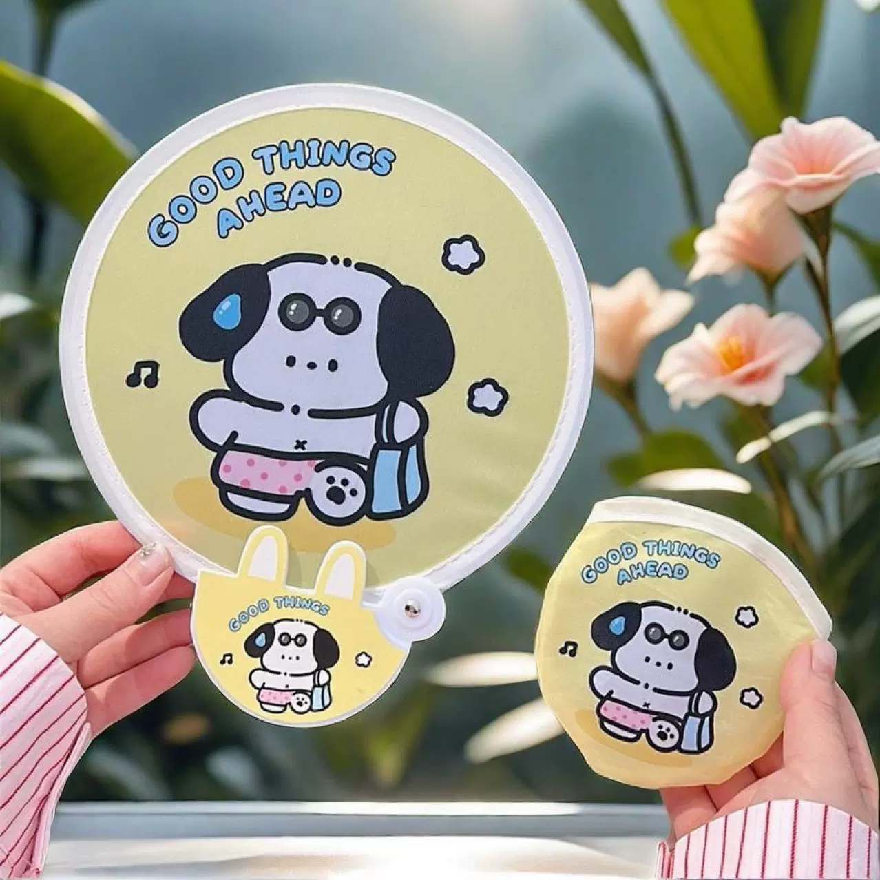 广告扇可爱折叠团扇少女便携折叠扇学生户外随身布面圆扇支持批发