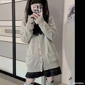 jk制服裙校供感宽松叠穿加厚毛衣开衫学院套装冬天女