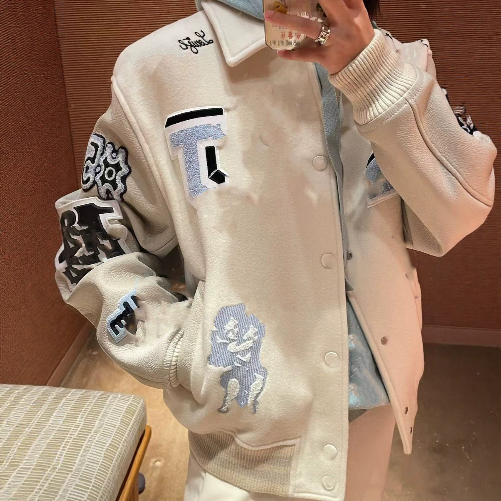 European Station 26 Autumn/Winter Rabbit New High-Quality Wool Blend Leather Jacket Baseball Uniform for Men and Women