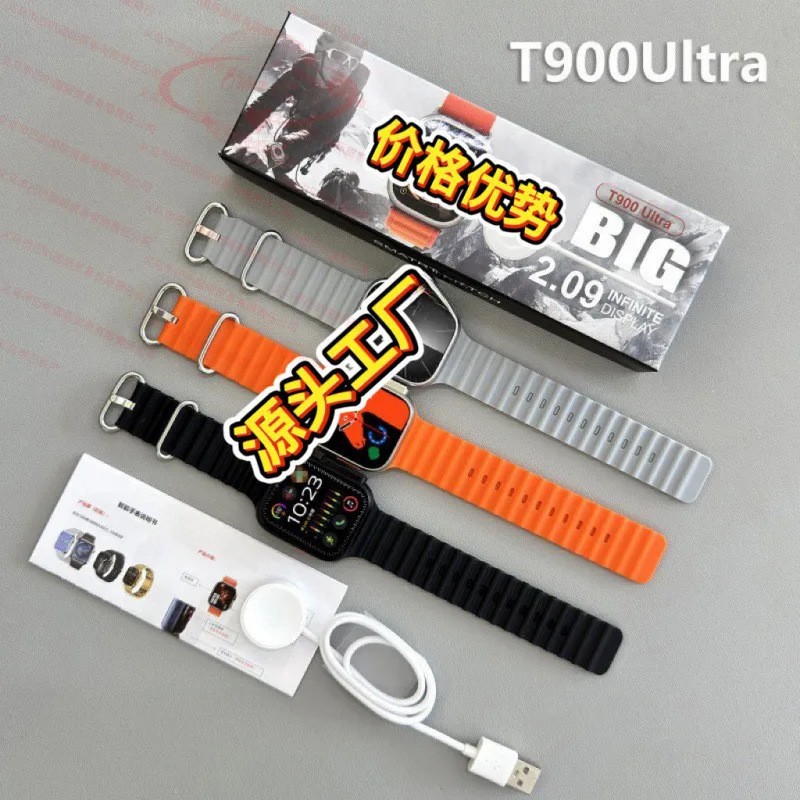 Huaqiangbei Cross-Border Hot-Selling T900Ultra Smart Watch with Bluetooth Calling, Men's Sports Watch, Factory Direct Sale