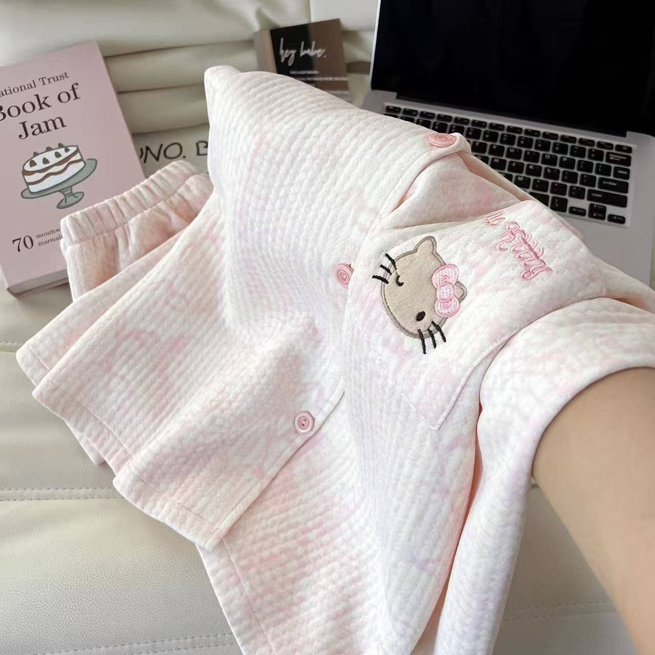 Al por mayor transfronterizo otoño y invierno nuevo algodón de aire de manga larga pijama caliente punto de mujer lindo dulce ropa de hogar