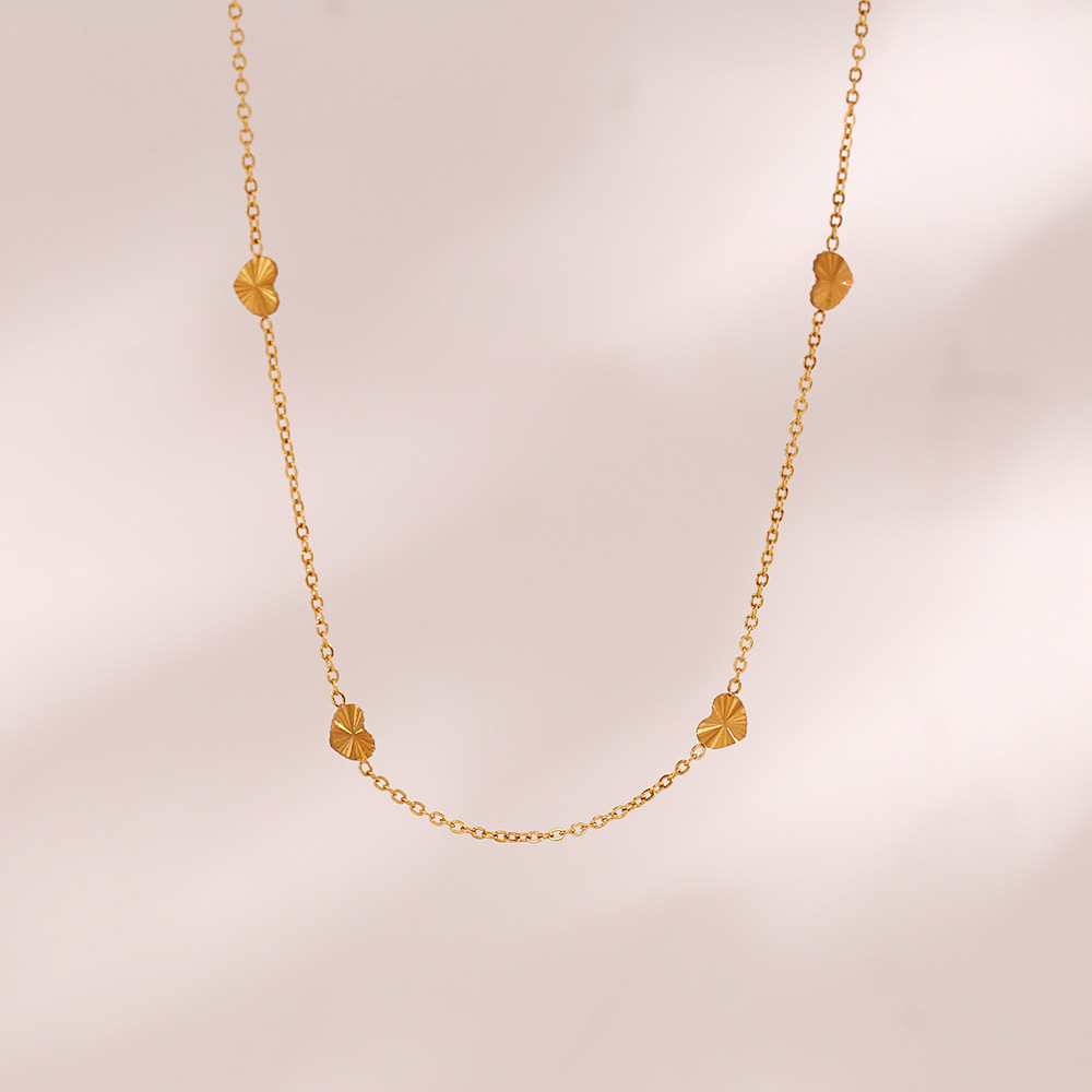 Simple Style Heart Shape Stainless Steel Gold Plated Necklace