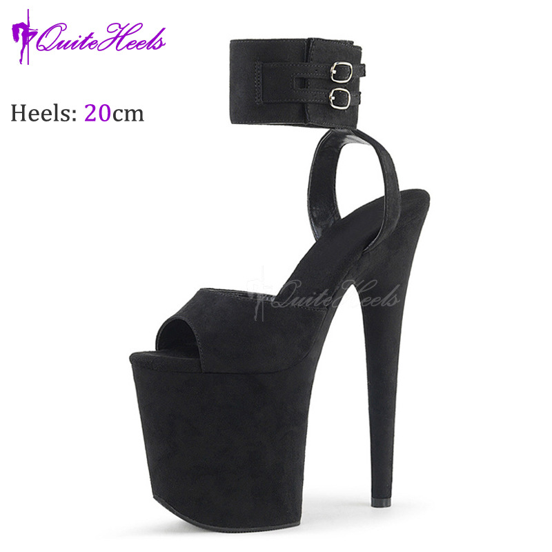 Giày cao gót nữ mũi nhọn gót 20 cm phong cách Âu Mỹ đi catwalk — Đỏ rượu, Màu đen, Màu hồng, Màu mơ