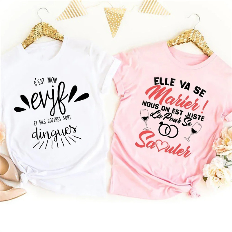 Cross-Border Popular Product [European Size Cotton t] This Is My Evjf My Girlfriend Is Crazy Bachelor Party Bride T-Shirt Wedding
