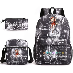 Backpack set (Genshin) 3‑piece — backpack, one‑shoulder bag, pencil case, assorted colors