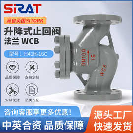 H41H-16C升降式止回阀法兰铸钢平卧式止逆单向阀耐高温蒸汽防倒流