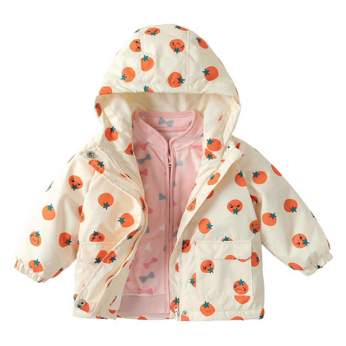 Dudu Jiabao, un traje de abrigo de tres prendas, ropa para niños, niño más abrigo de terciopelo, top de dos piezas para niñas