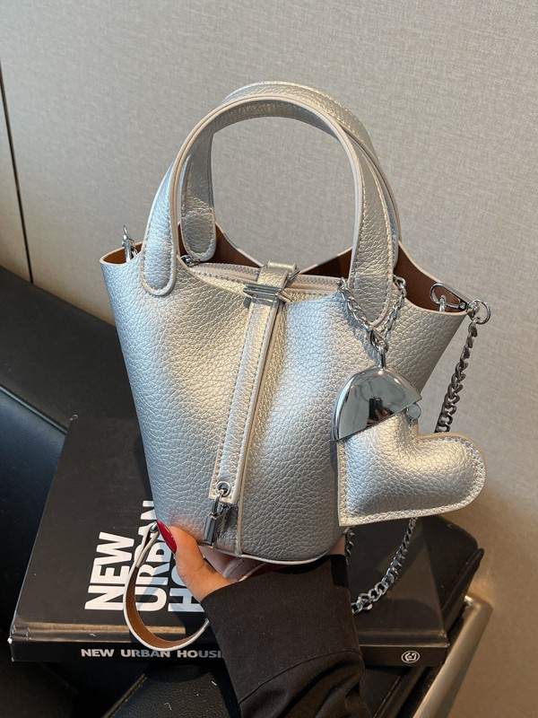 Bolso de madre de cubo de ocio simple para mujer 2025 versión coreana del nuevo bolso de mensajero exquisito de textura de moda ins