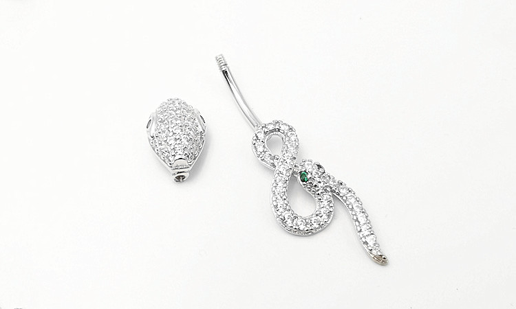 European Zodiac Zircon Snake Belly Button Ring In 925 Silver_voghion.com
