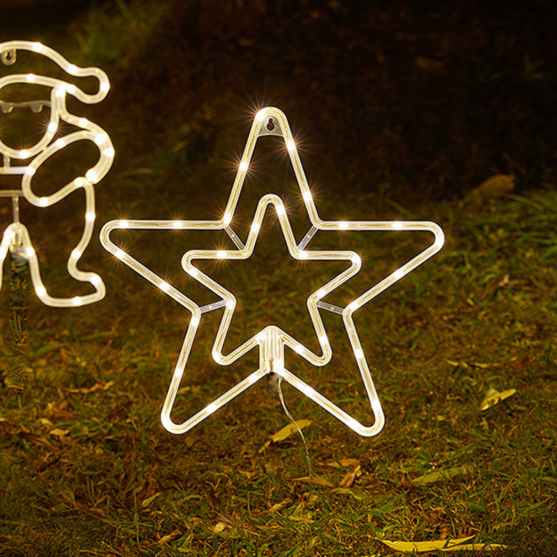 Nuevo estilo transfronterizo Navidad ambiente creativo LED ventosa decoración de la lámpara decoración del festival lámpara de estrella de cinco puntas colgante colgante image 26