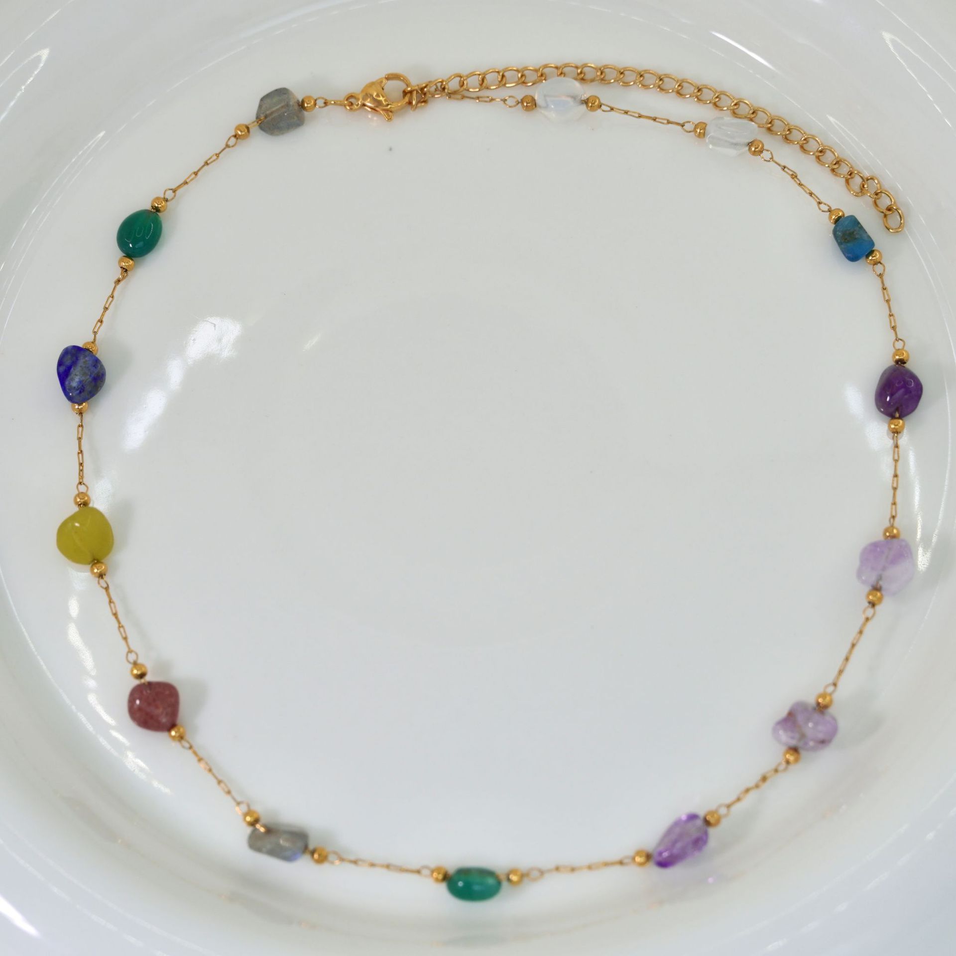 1 Piece Quantity Daily, Shopping Occasion Elegant Geometric Natural Stone Titanium Steel Necklace
