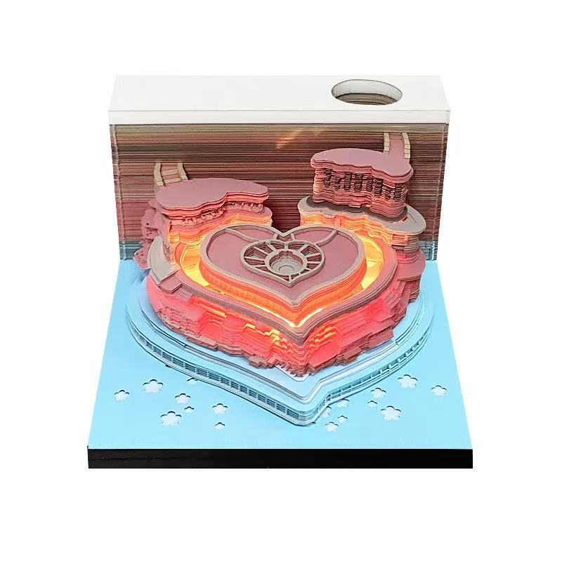 跨境新款3d立体便签纸雕创意模型超级圣诞日历周历便利本桌面摆件|undefined