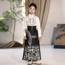 国风炸街女童马面裙明制汉服套装儿童生日小朋友古筝演出服童装服