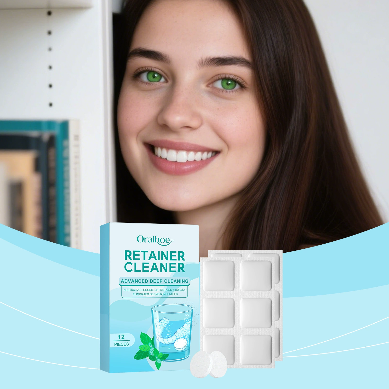 Шипучие таблетки для чистки зубных протезов ORALHOE мягко очищают зубные протезы, чистые и свежие ежедневные портативные шипучие таблетки