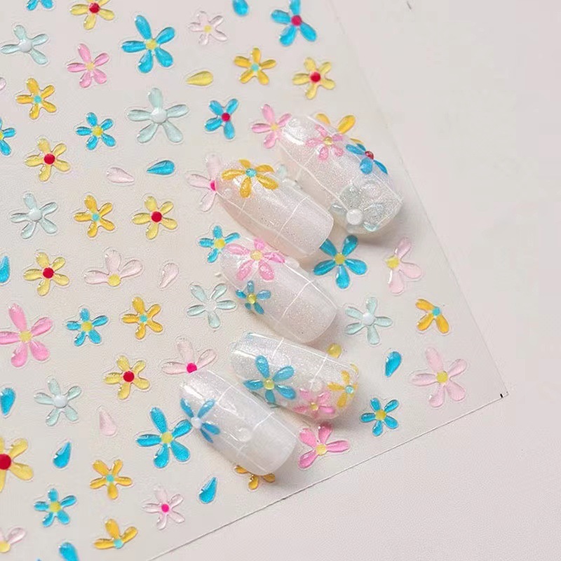 唯美浪漫粉色樱花美甲贴纸春日落英缤纷油画国风桃之夭夭美甲贴纸