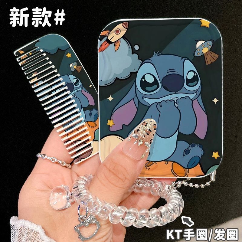 Cute gato pequeño espejo de dibujos animados espejo de maquillaje portátil alto valor facial estudiante de mano plegable espejo de maquillaje mujer