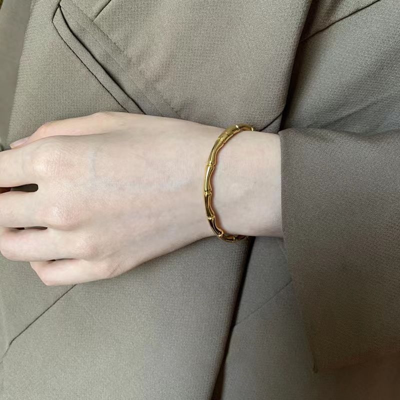 Stainless Steel Material Gold Plated Plating Simple Style Solid Color Stainless Steel Plating Gold Plated Rings Bracelets