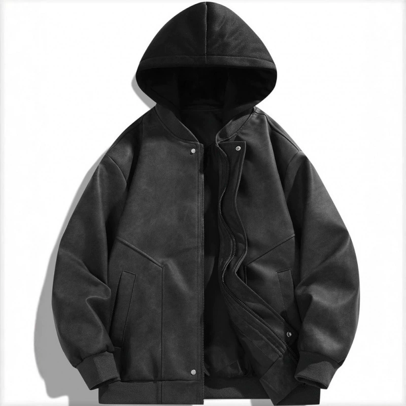 Американский весенний и осенний пиджак с капюшоном для мужчин ветрозащитный автомобильный костюм высокого качества PU кожаный костюм