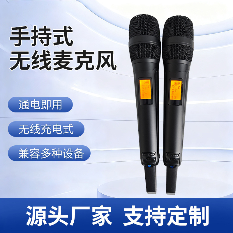 Spot Wireless Microphone One-To-Two Professional Outdoor Stage Audio Home Live Broadcast Sound Card Singing Microphone