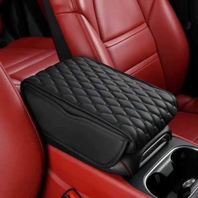 Armrest box pad — Armrest Storage Box Pad, Memory - large-size-32215-ice-peas-black-upgrade-with-pocket