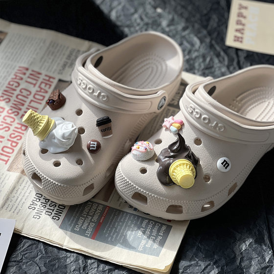 Drop Ice Cream Clogs Accessories DIY Food Toy Shoe Flower Compatible with Crocs Clogs Buckle for Women