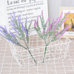 仿真薰衣草 田園風格裝飾人造把花5叉植絨紫色薰衣草 客廳家居花