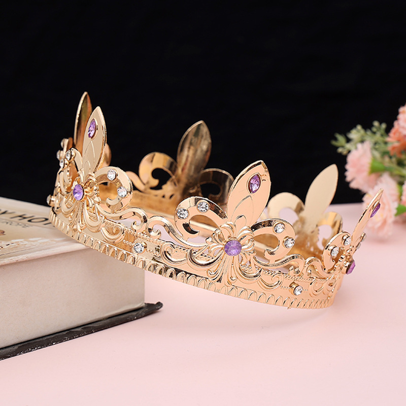 Los hombres de oro rey corona tocado adulto cumpleaños corona Halloween etapa ópera rendimiento unisex