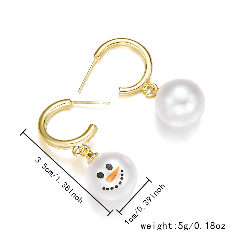 Europa y los Estados Unidos transfronterizos de Navidad auriculares de moda versátil imitación de perlas de Navidad muñeco de nieve pendientes de diamantes lindos pendientes de dibujos animados