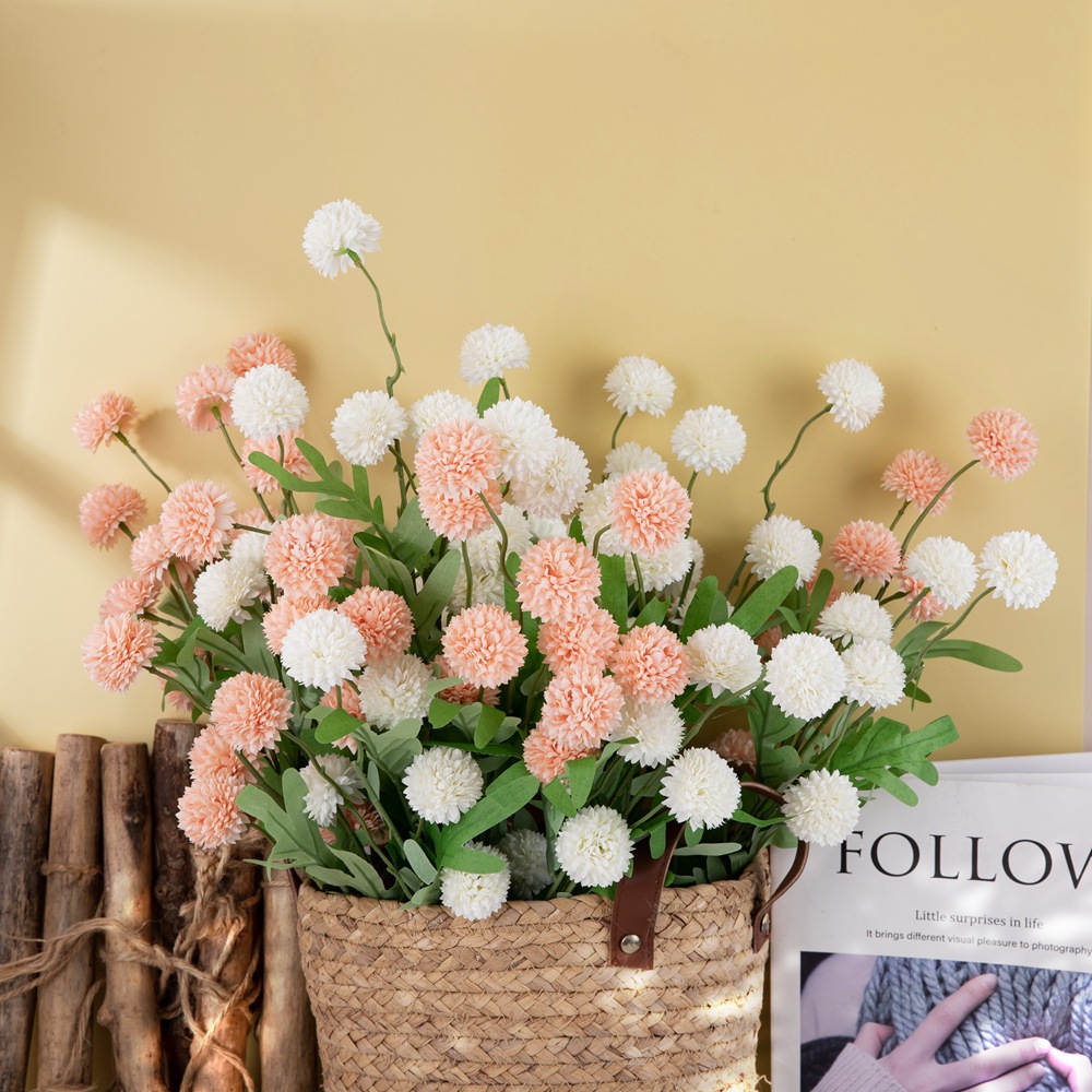 仿真花凝玉蒲公英INS風廠家家居裝飾跨境婚慶批發假花MW66787Y