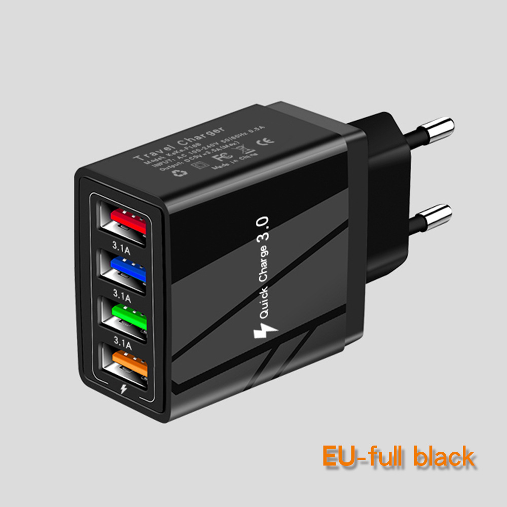 4usb cargador de teléfono móvil 3a color cabeza de carga LED luz estándar europeo estándar americano tableta transfronteriza exclusivo para venta al por mayor