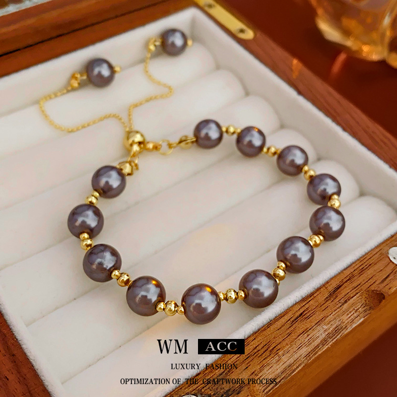 Perla francesa pulsera ajustable moda retro diseño pulsera simple luz lujo temperamento pulsera fábrica al por mayor