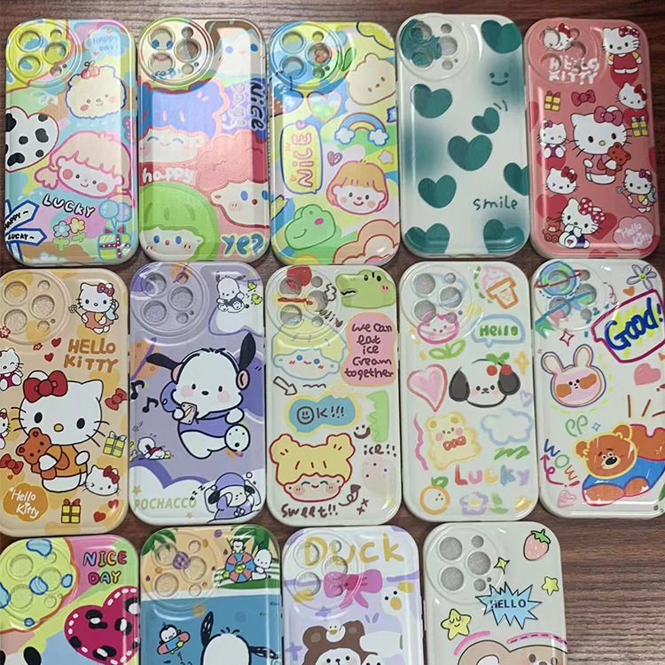 Suitable for Apple 13 air cushion phone case 12 11 7 8p cartoon fine hole all-inclusive protective case painted random blind box