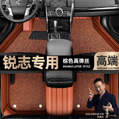 car foot pads [Black, Ayaqaltılar (Kovriklər) - brown-leather-brown-stretch-silk-double-layer