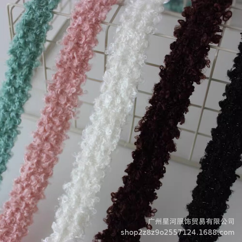 Spot 2.5cm Autumn and Winter New Teddy Curly Webbing Thickeneded Woolen Collar Placket Flap Pocket Pants Contrasting Lace Accessories