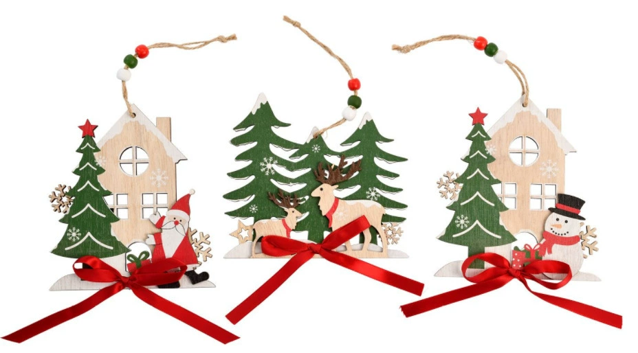Новая Деревянная Рождественская елка висит кулон креативный цвет украшения трансграничные рождественские огни украшения DIY одна упаковка