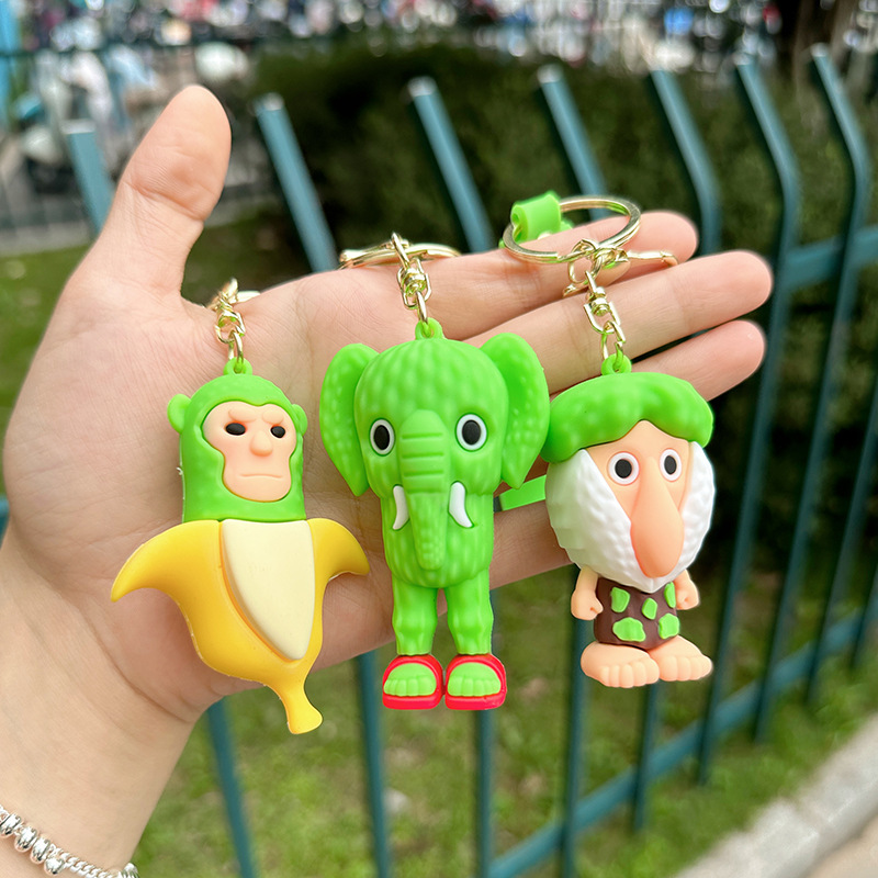 Douyin ホットエッセンス外国山と海の経典 PVC キーホルダーペンダント抽象面白い木の棒人間の大きな足の木人形キー|undefined