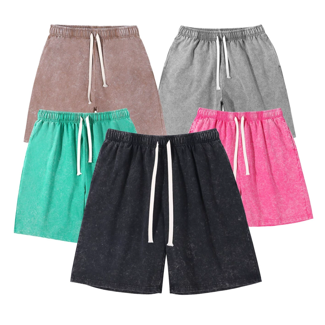 Tide бренд батик ретро стирка старые шорты 300 г сплошные повседневные брюки укороченные брюки эластичный брюки оптовая продажа брюки