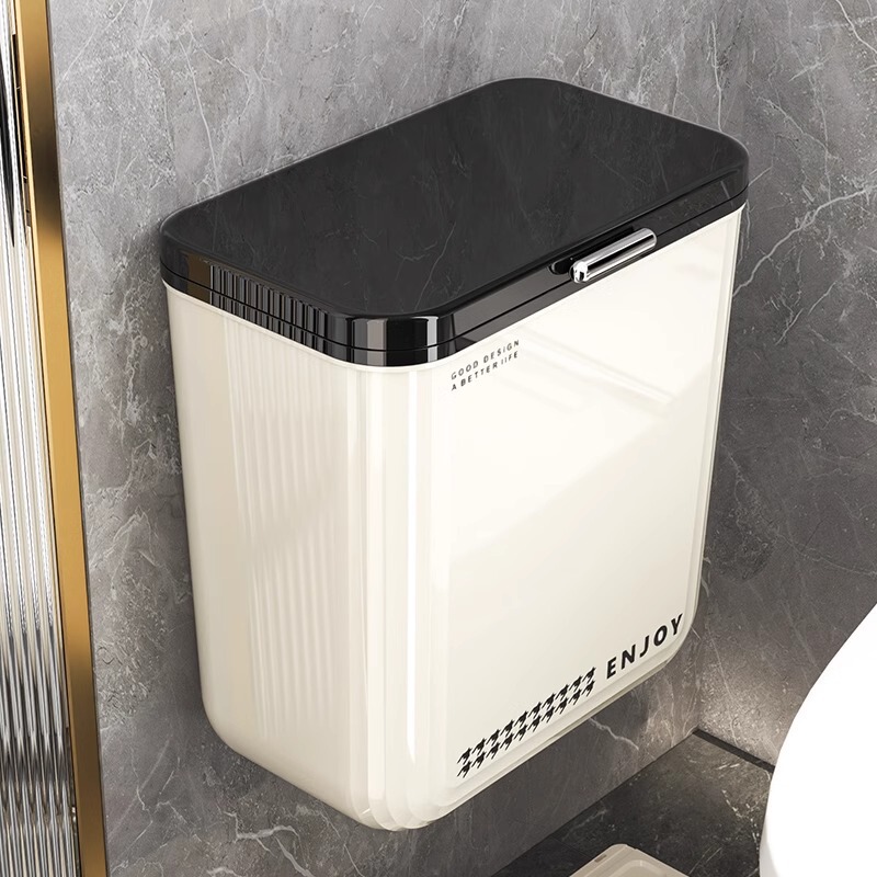 Kitchen Trash Can with Lid, Household Cabinet Door Wall-Mounted, Toilet Bathroom Living Room Hanging Creative Storage Wastebasket Kitchen Trash Can with Lid, Household Cabinet Door Wall-Mounted, Toilet Bathroom Living Room Hanging Creative Storage Wastebasket