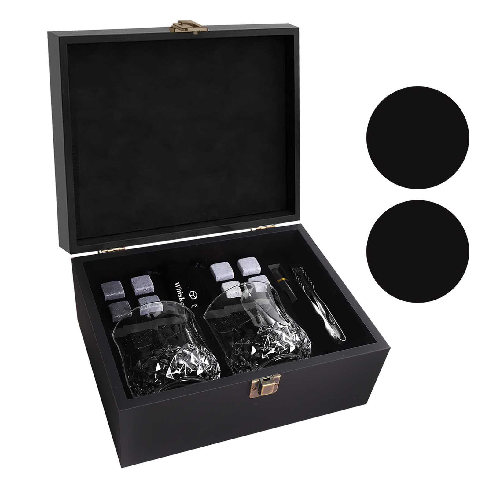 Caja de madera de cristal de whisky de vino de hielo transfronterizo caja de regalo de piedra de hielo de alto grado