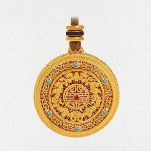Authentic Vietnamese Sand Gold Pendant Eight Treasure Fu Lotus for Men and Women Long-term Color-free Five Blessing and Life-holding Safe Buckle Woven