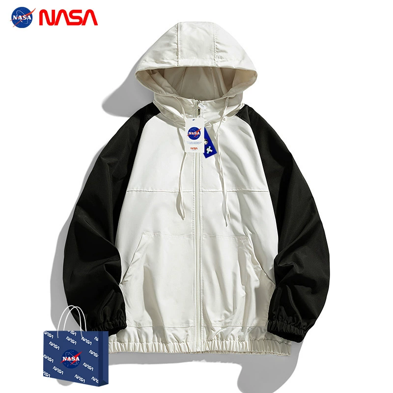NASA американская куртка с капюшоном мужская контрастная Цветовая строчка дизайн модный бренд куртка ходовой объем может быть два открытых